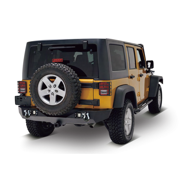 Jeep Wrangler JK – Heavy Duty Rock Crawler Rear Bumper with Two Round 12W LED Lights