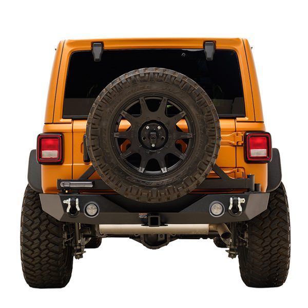 Jeep Wrangler JK/JL,Gladiator JT – EZgrip Rear Bumper with Secure Lock Tire Carrier,Backup camera Tire Adaptor and Harness + Two 12W LED Lights
